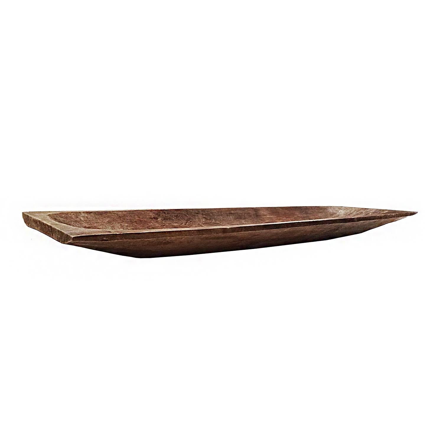 Hand-Carved Rectangular Wood Tray from Indonesia, Contemporary In Good Condition For Sale In New York, NY