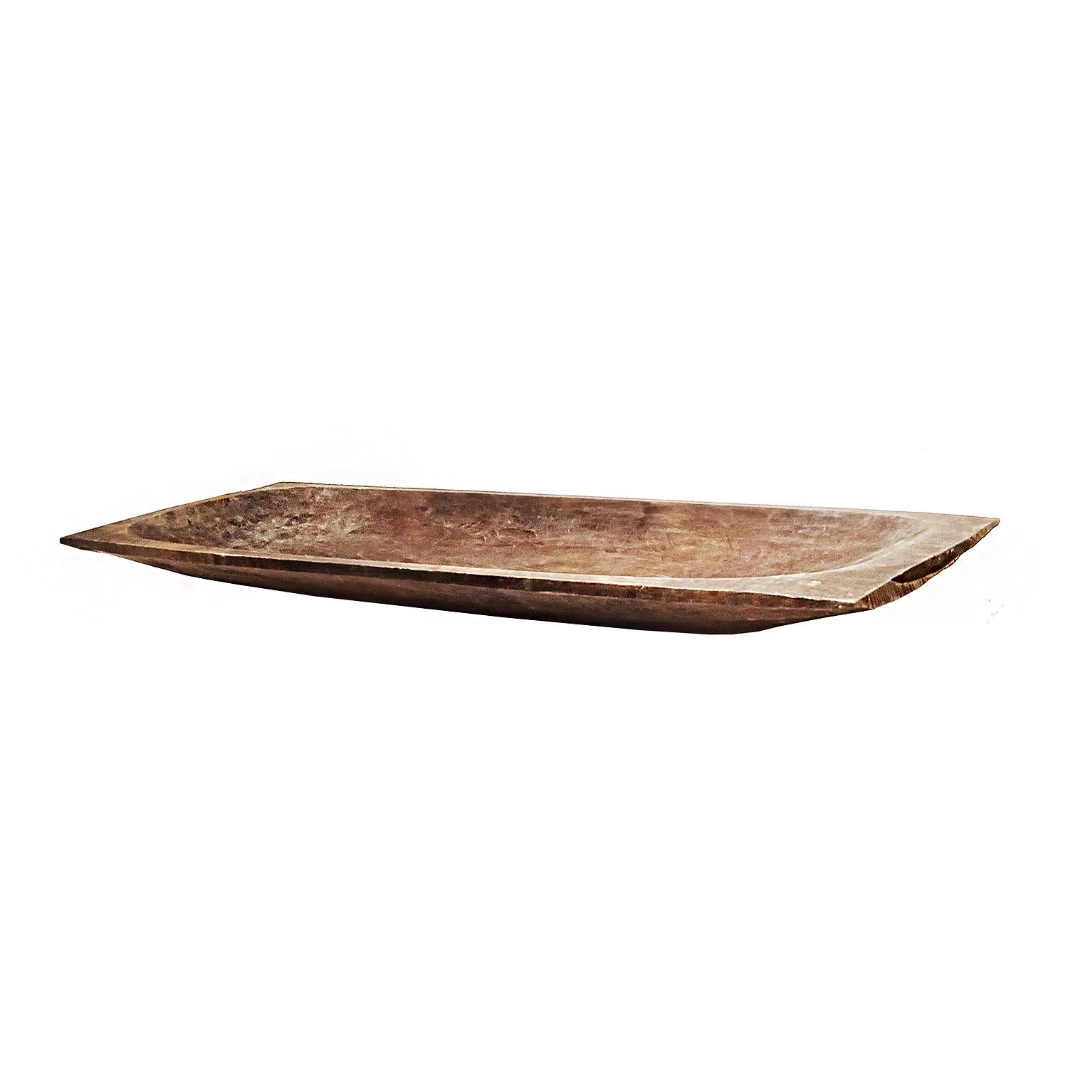 Late 20th Century Hand-Carved Rectangular Wood Tray from Indonesia, Contemporary For Sale