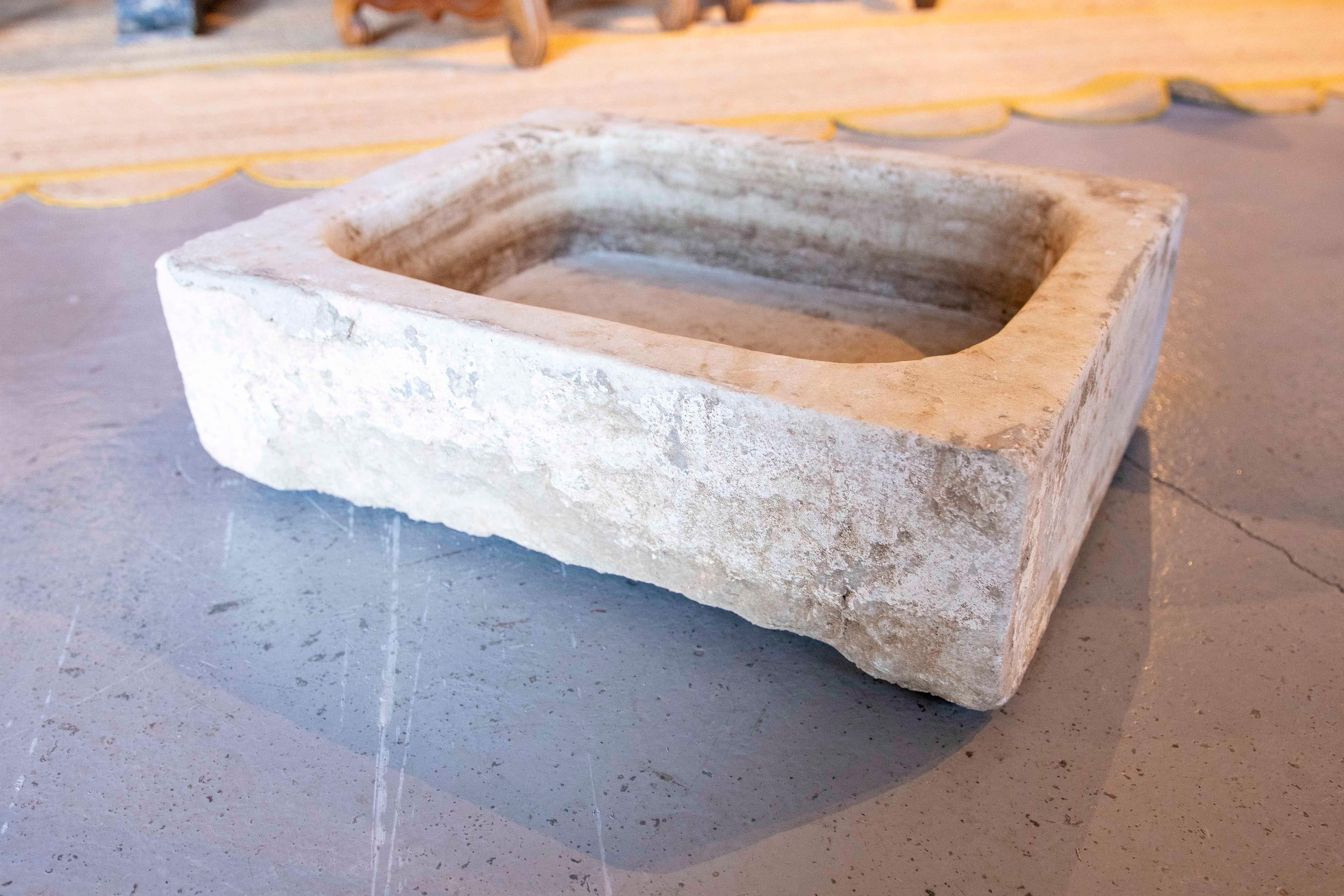 Hand-carved Rectangular Marble wash Basin 5