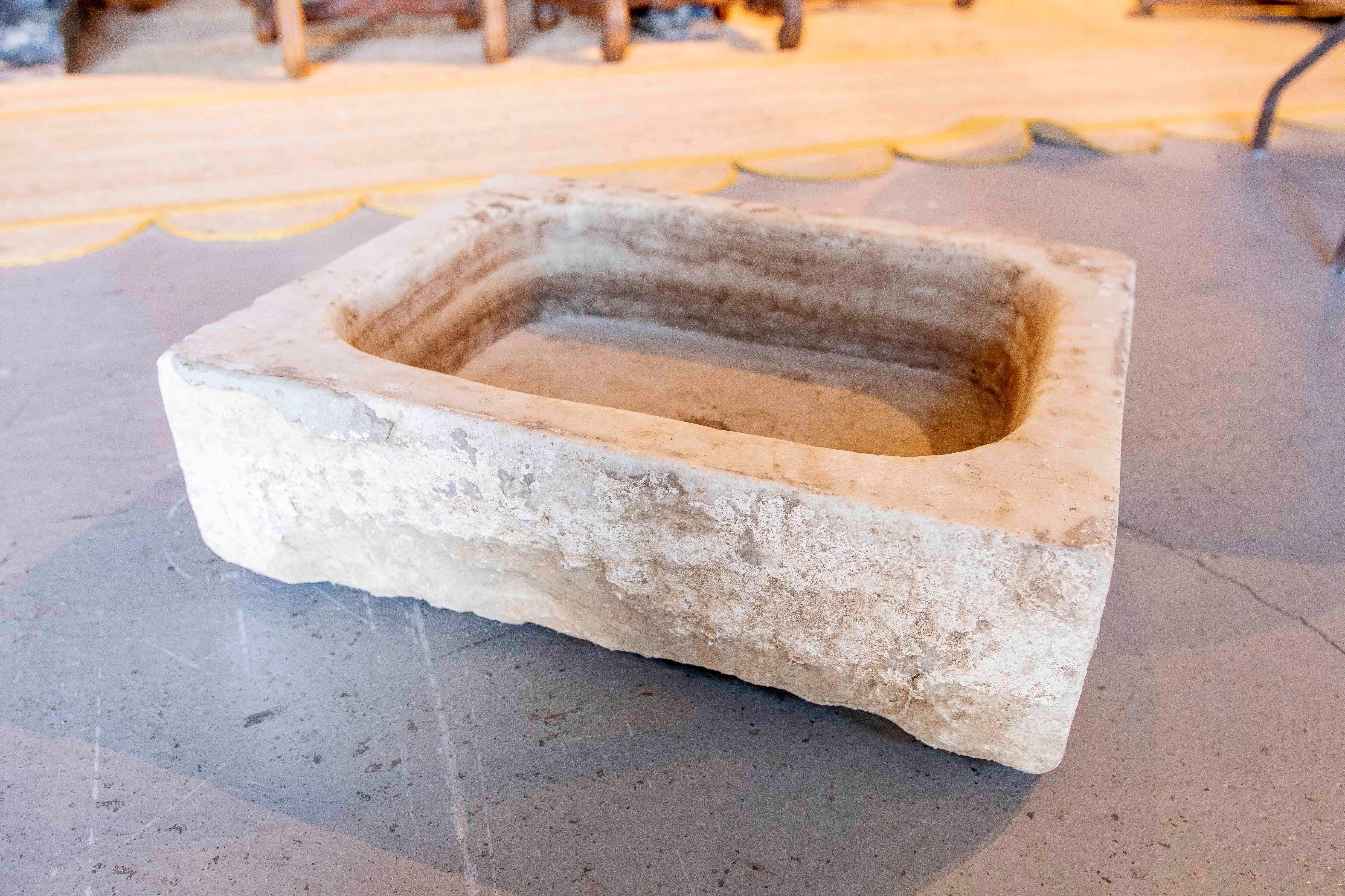 Hand-carved Rectangular Marble wash Basin 11