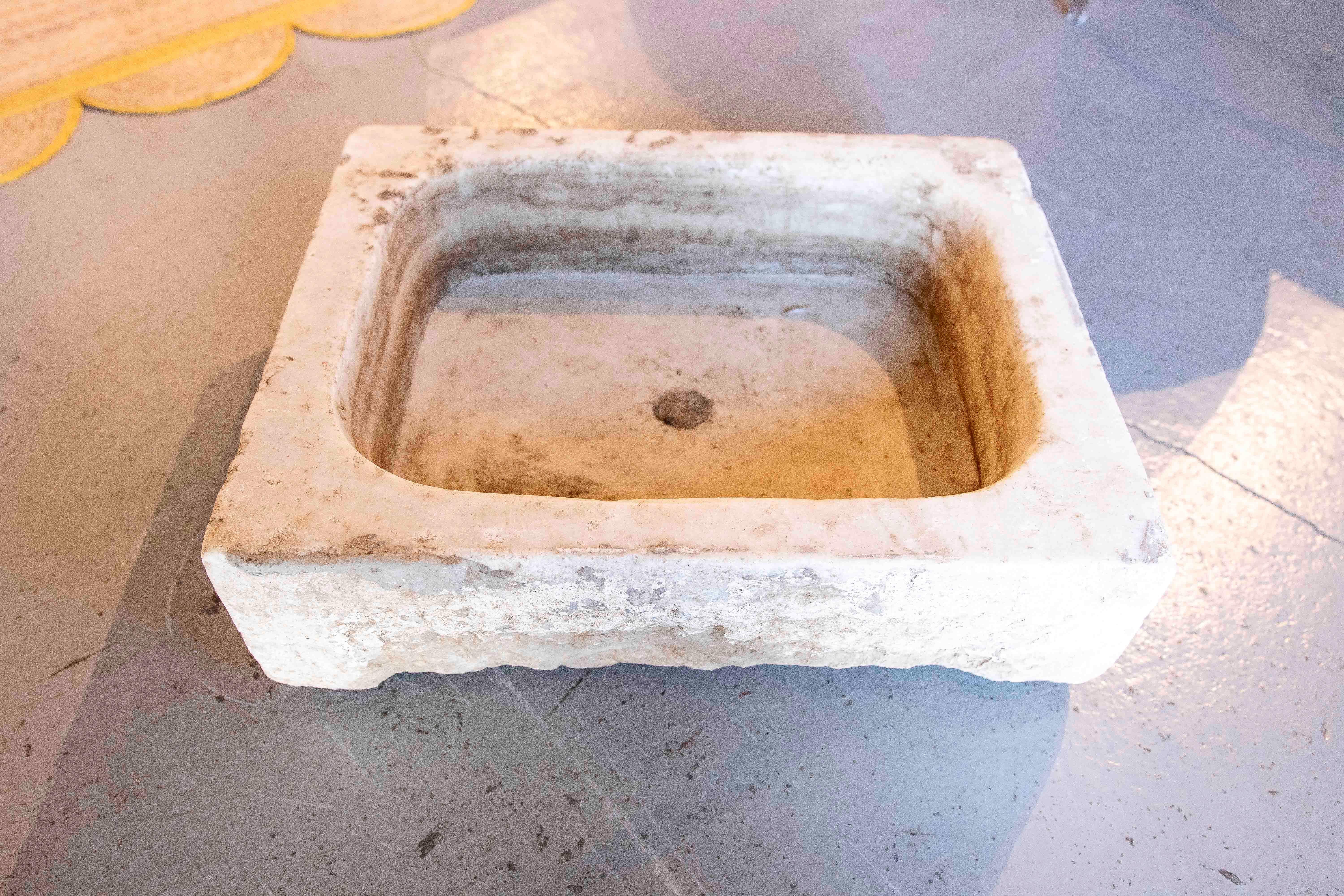 Hand-carved Rectangular Marble wash Basin 12