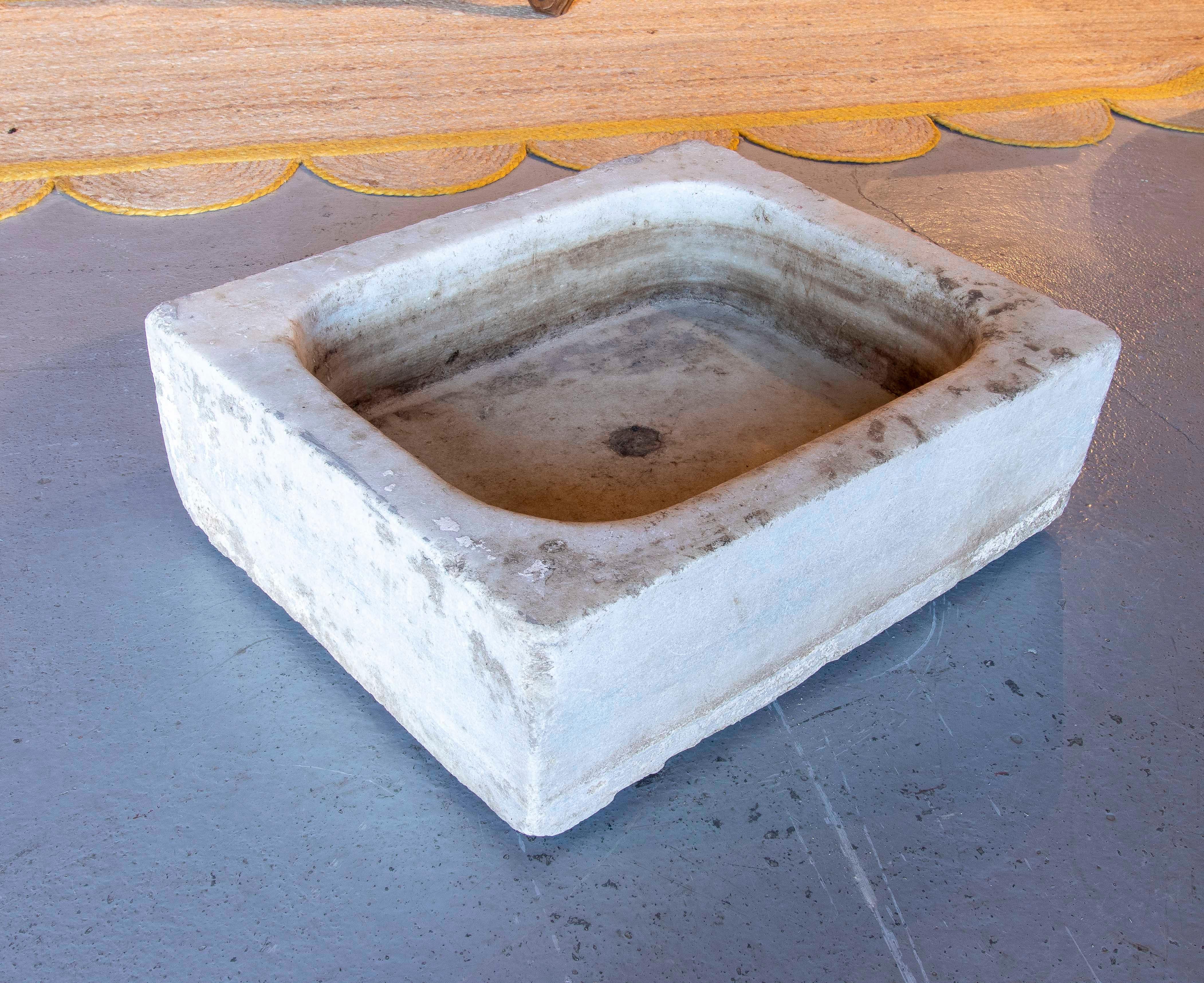 Spanish Hand-carved Rectangular Marble wash Basin