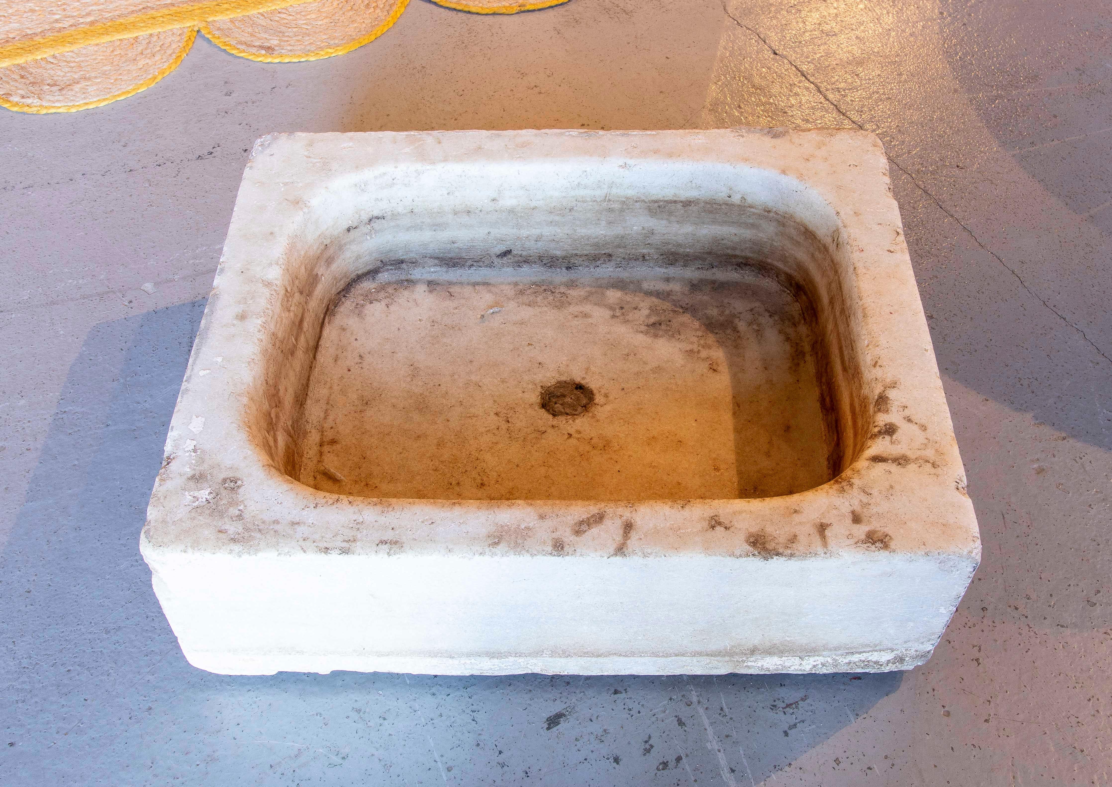 Hand-carved Rectangular Marble wash Basin 1