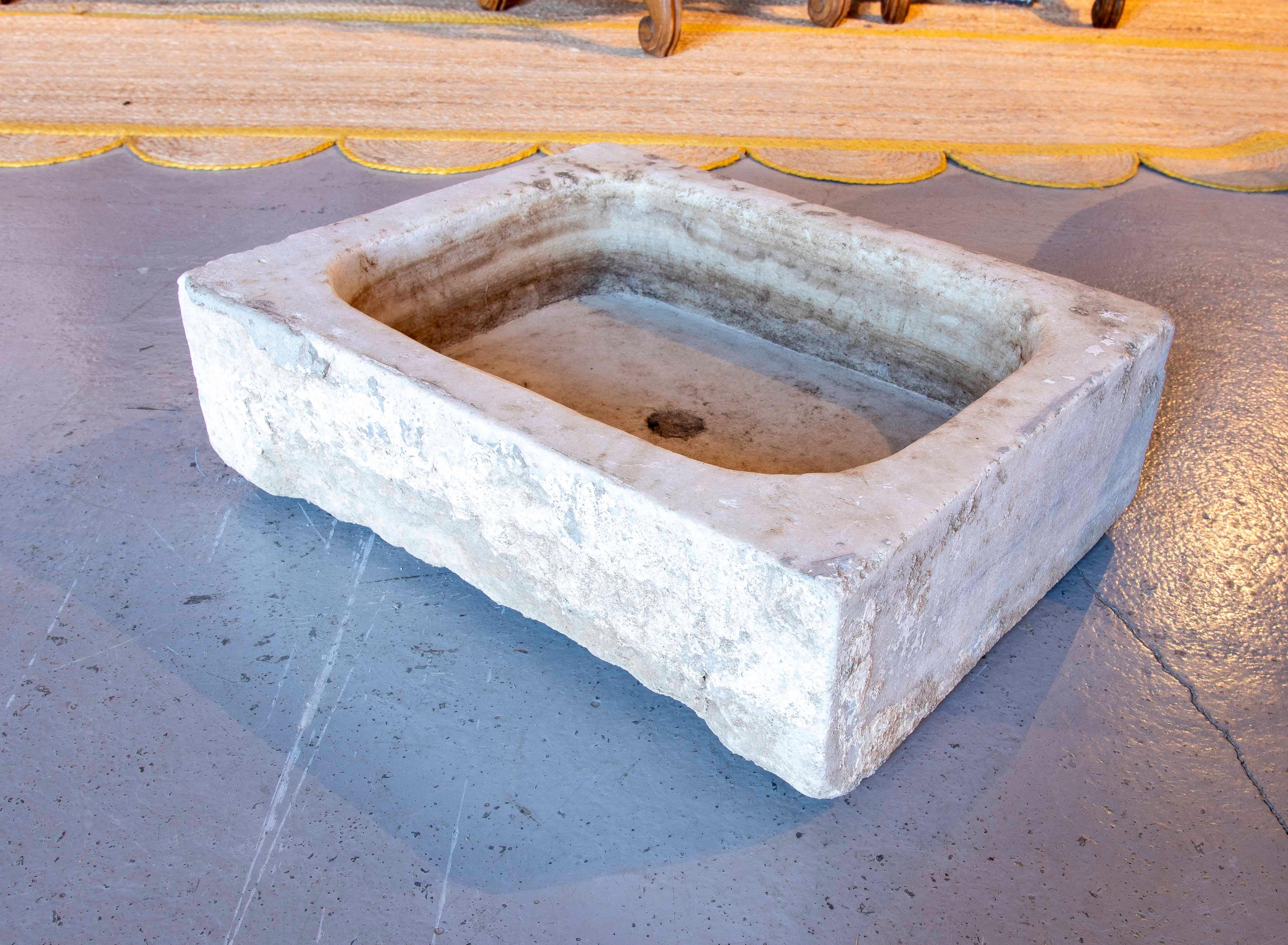 Hand-carved Rectangular Marble wash Basin 3