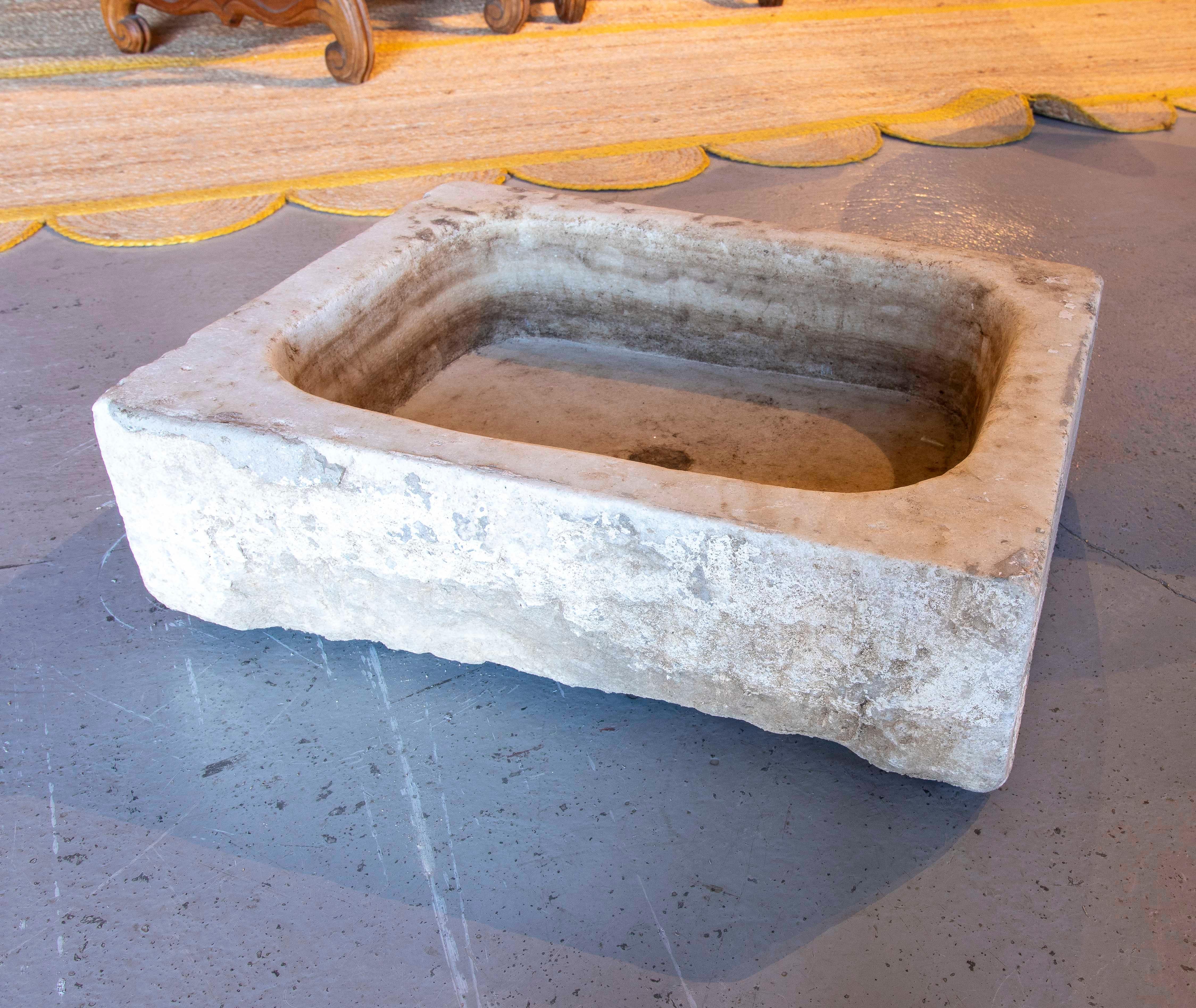Hand-carved Rectangular Marble wash Basin 4