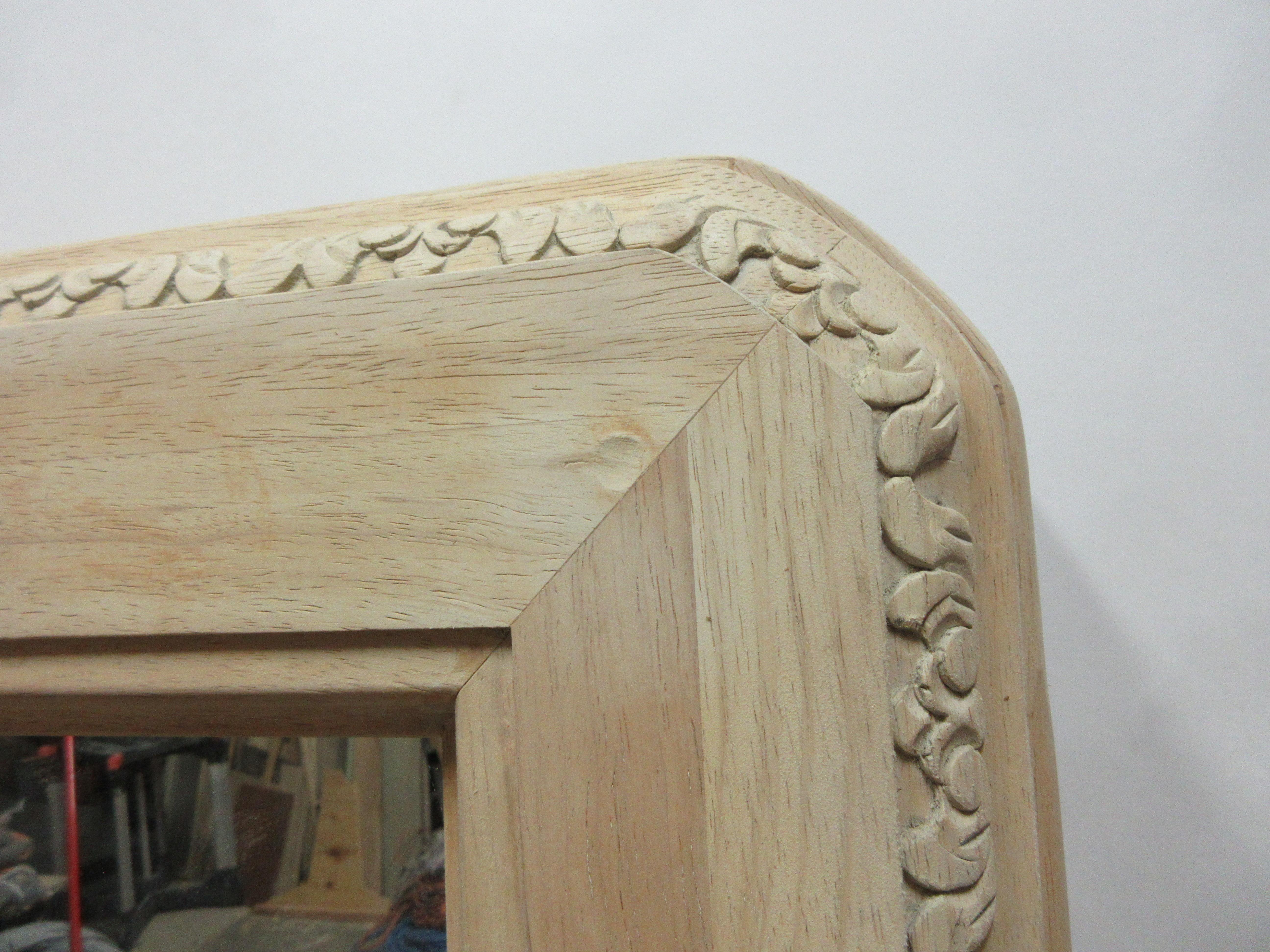 Hand Carved Rectangular Mirror For Sale 1