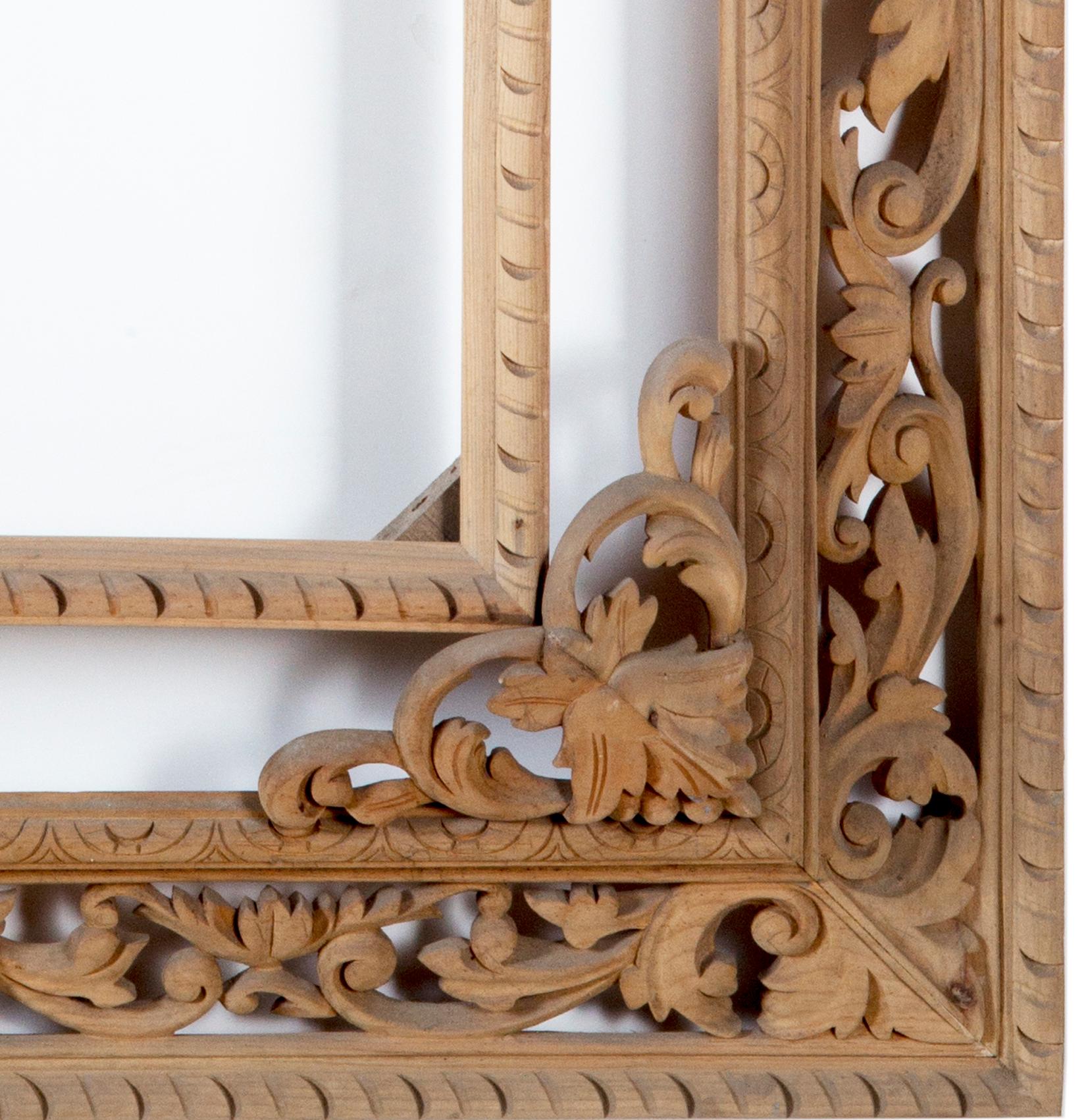 Hand-carved regency pine frame
with pierced work panels and rampant lion cresting.
Overall size: H 60