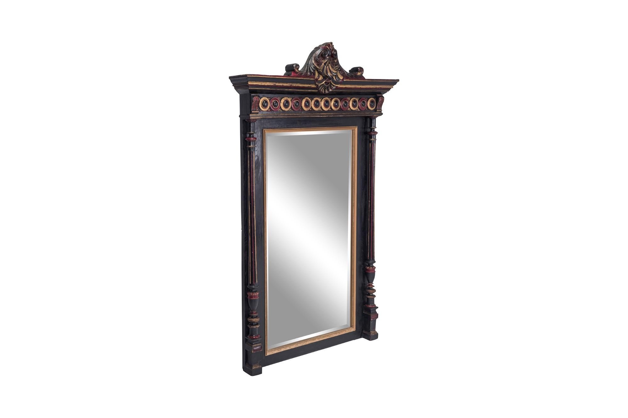 French Hand-Carved Regency Style Overmantel Mirror