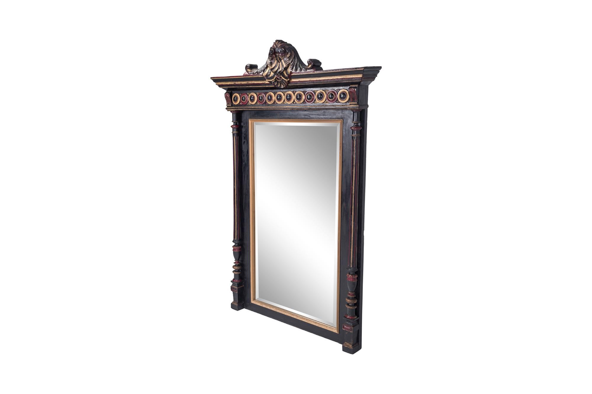 Hand-Carved Regency Style Overmantel Mirror In Good Condition In Antwerp, BE