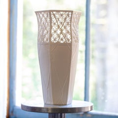 Contemporary Hand-Carved Reticulated Porcelain Vase - Sculptural Relief