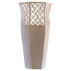 Hand-Carved Reticulated Porcelain Vase with Sculptural Relief