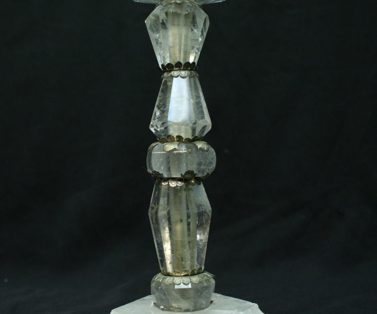 Hand Carved Rock Crystal Candlesticks In Excellent Condition In Cypress, CA