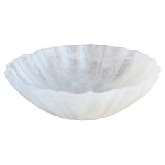 Hand Carved Rock Crystal Clear White Quartz Lotus Bowl