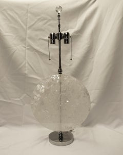Hand Carved Rock Crystal Disk Form Lamp