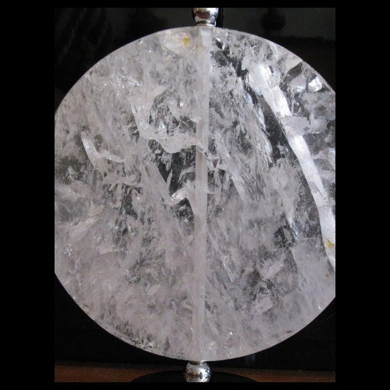 Contemporary Hand Carved Rock Crystal Disk Form Lamp For Sale