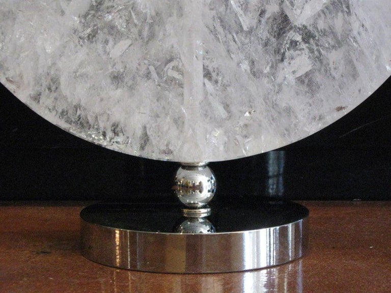 Hand Carved Rock Crystal Disk Form Lamp For Sale 3