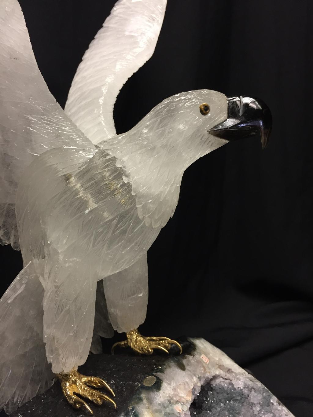 Bronze Hand-Carved Rock Crystal Eagle