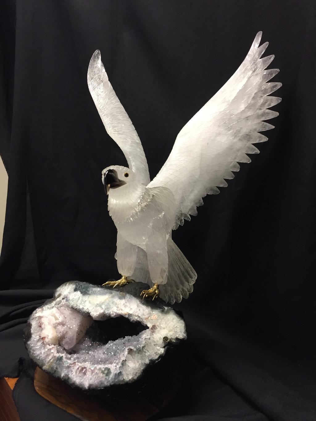 Hand-Carved Rock Crystal Eagle 1
