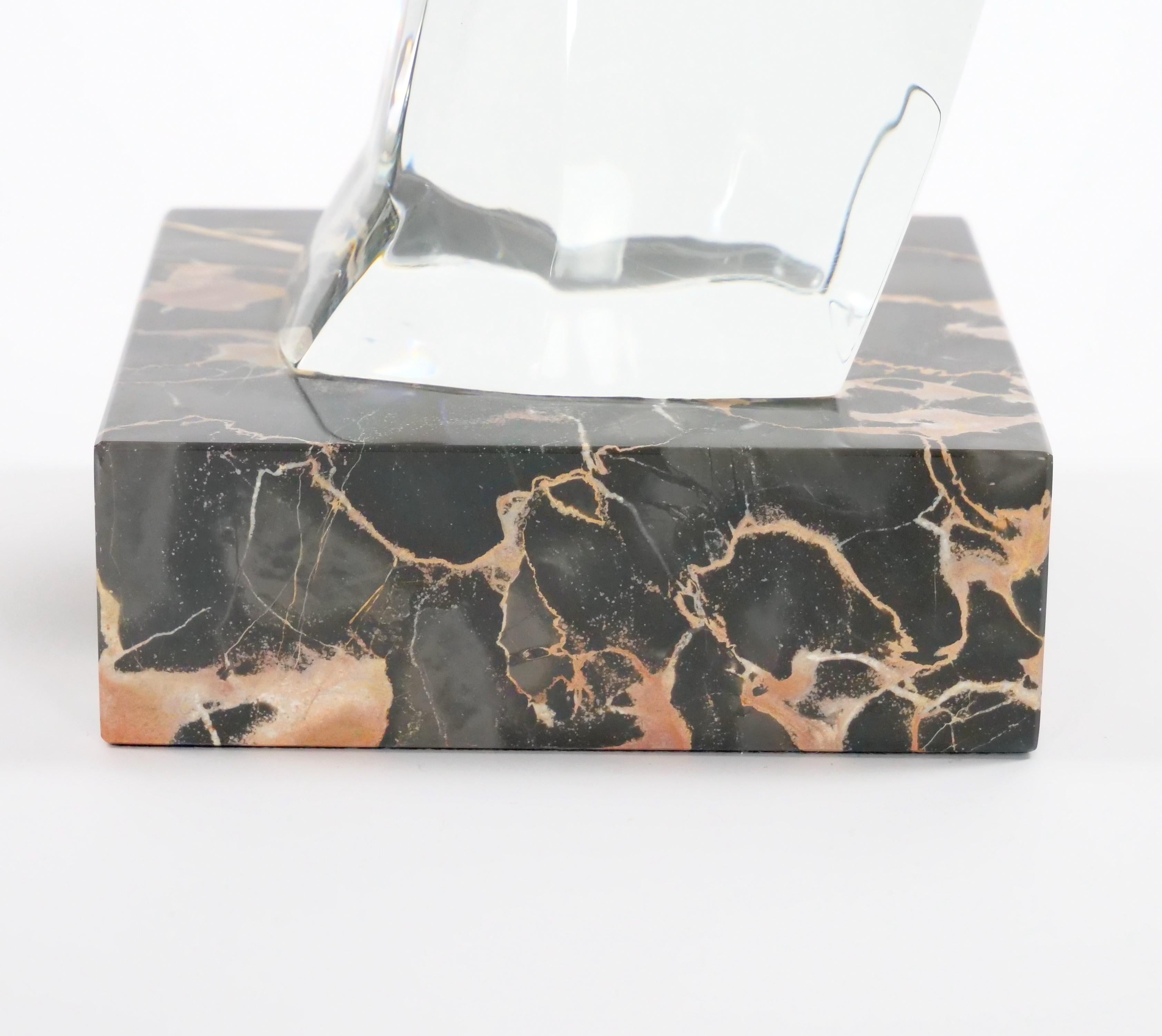 20th Century Hand-Carved Rock Crystal Equo Case  Horse Head / Marble Base Sculpture For Sale
