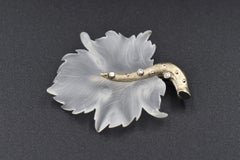 Hand Carved Rock Crystal Leaf Gold Pendant by Somos Creations