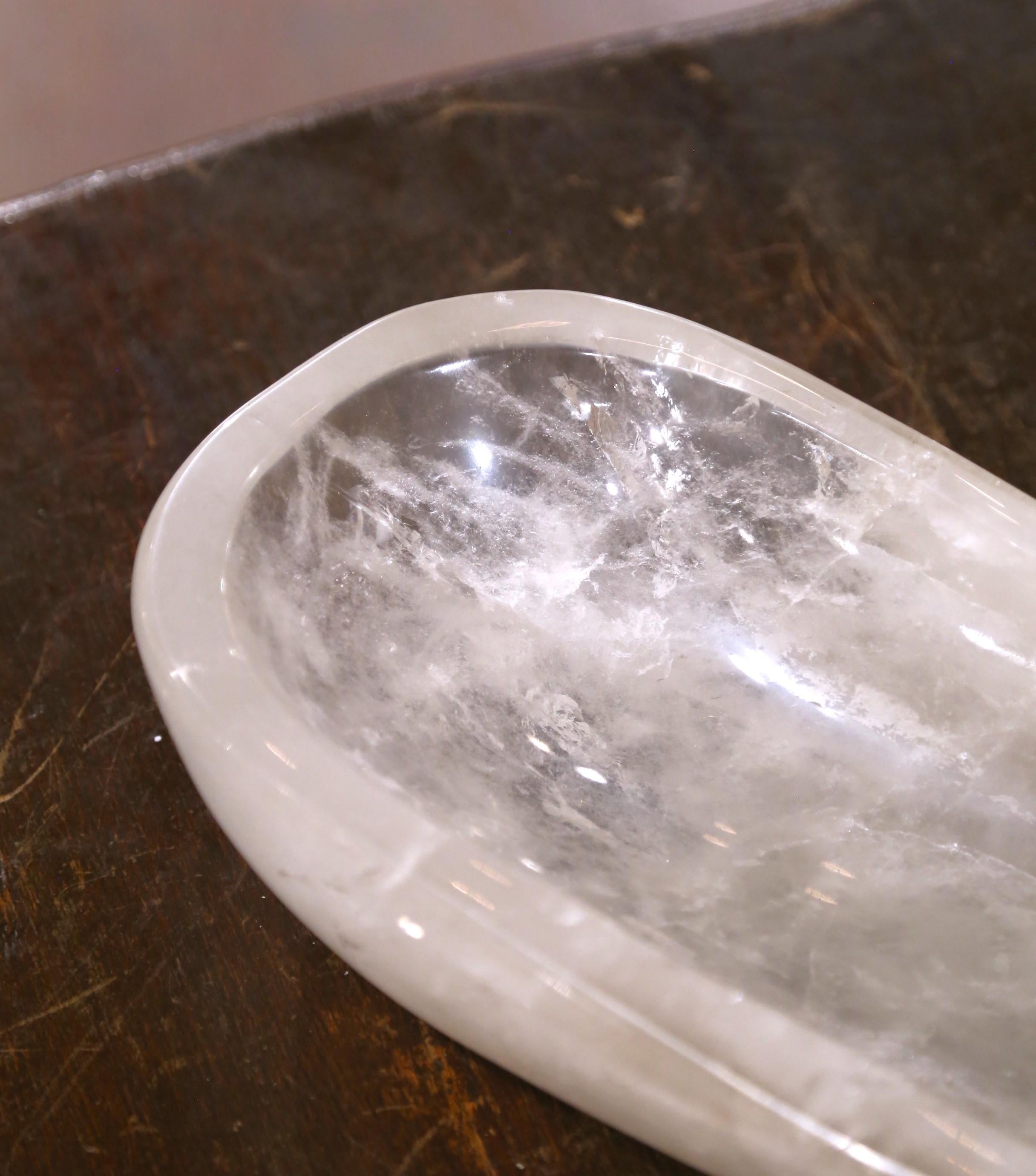 Bol décoratif en cristal de roche et quartz sculpté à la main Vide-Poche Excellent état - En vente à Dallas, TX