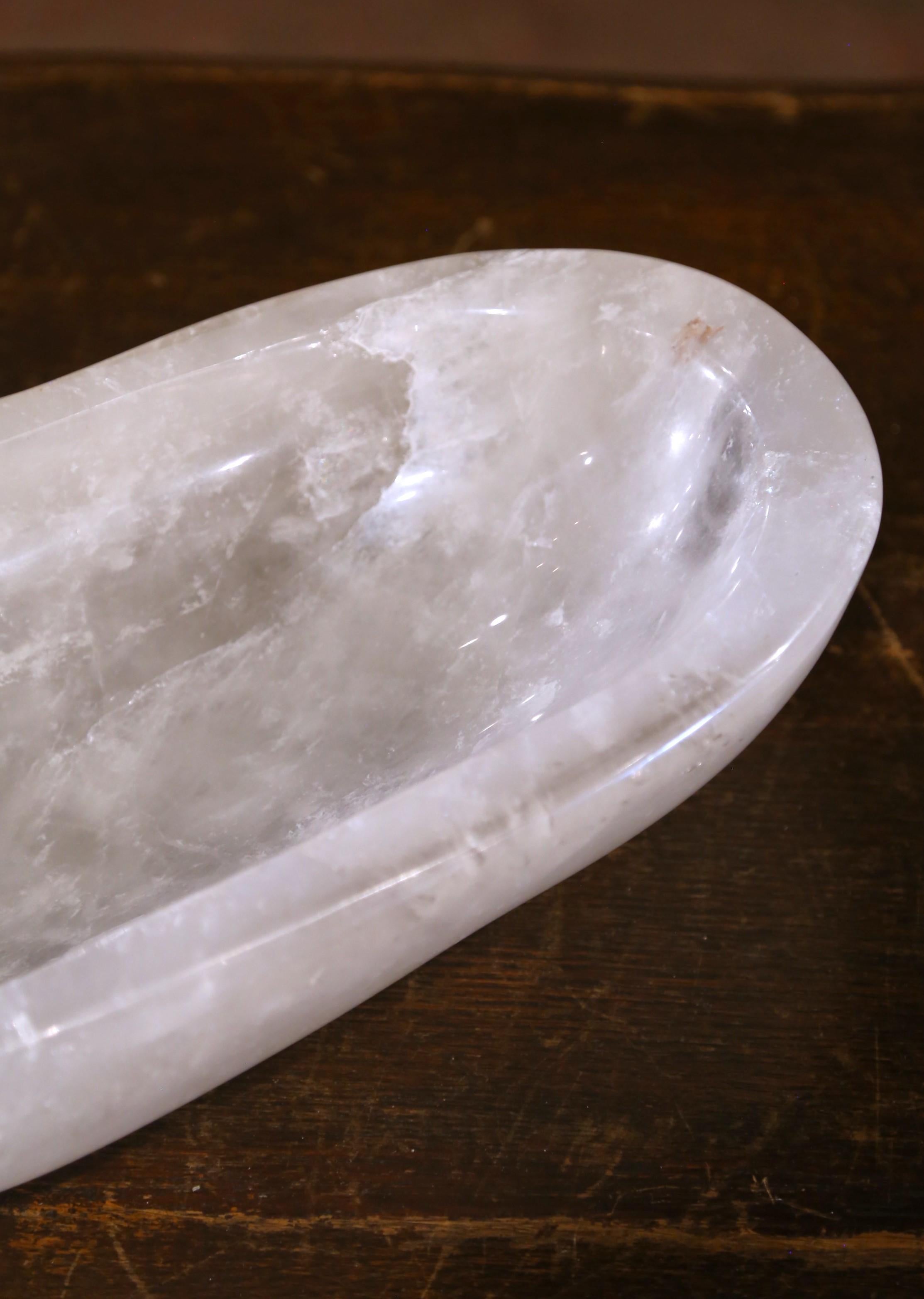 XXIe siècle et contemporain Bol décoratif en cristal de roche et quartz sculpté à la main Vide-Poche en vente