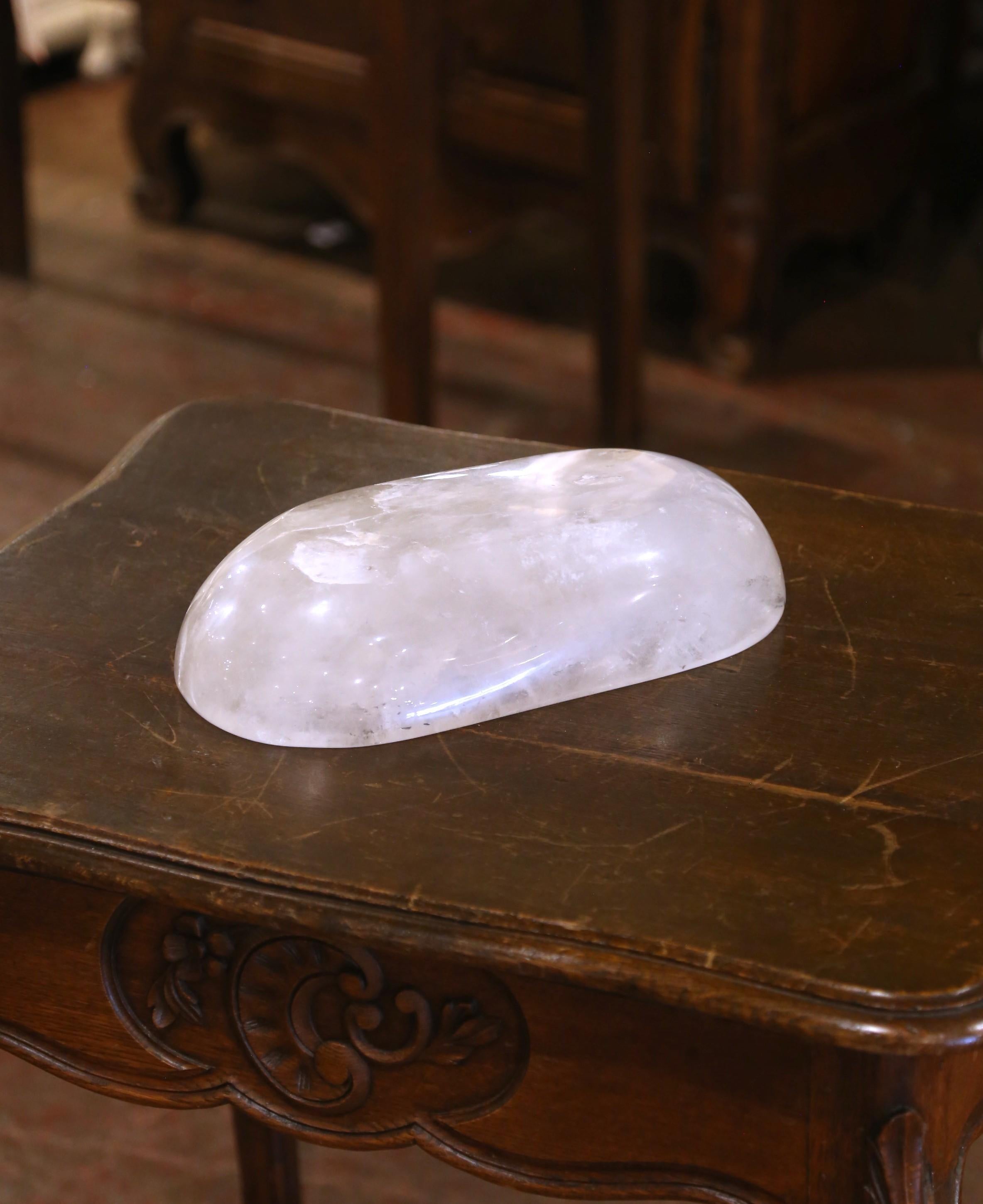 Cristal de roche Bol décoratif en cristal de roche et quartz sculpté à la main Vide-Poche en vente