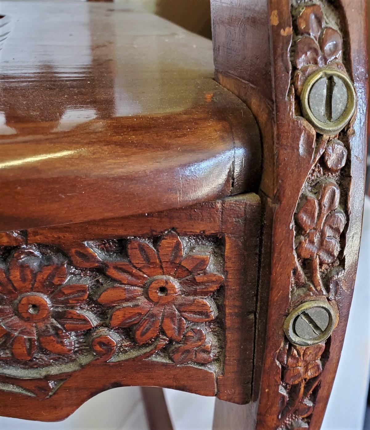 Hand Carved Rocking Chair with Floral and Camel Design 2
