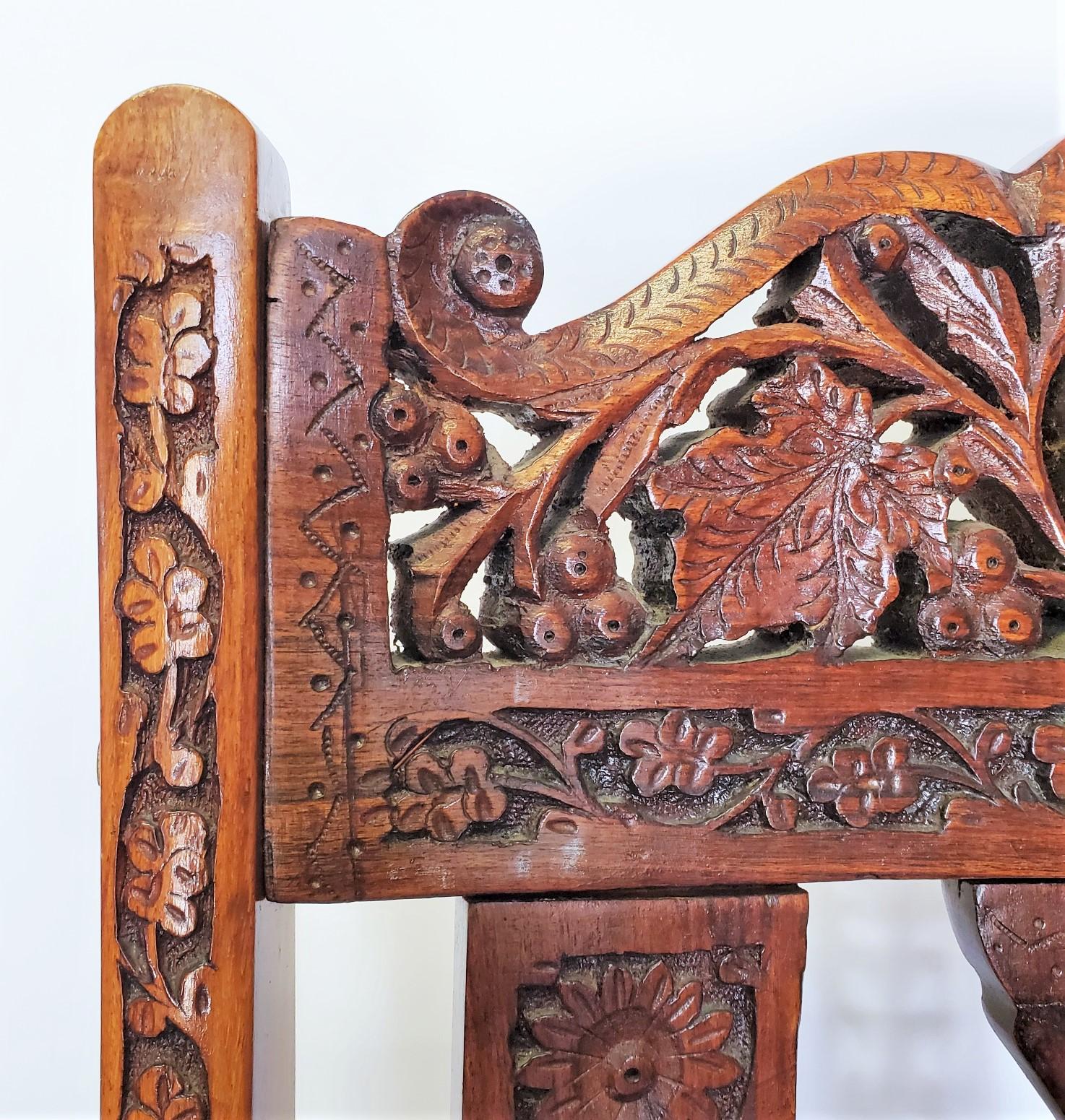 Hand Carved Rocking Chair with Floral and Camel Design 5