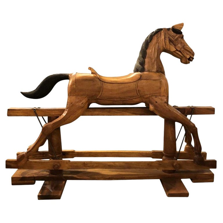 Hand Carved Rocking Horse For Sale at 1stDibs