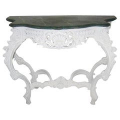 Hand Carved Rococo Console with Faux Marble Top