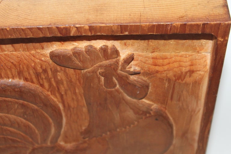 Hand Carved Rooster Plaque For Sale at 1stDibs