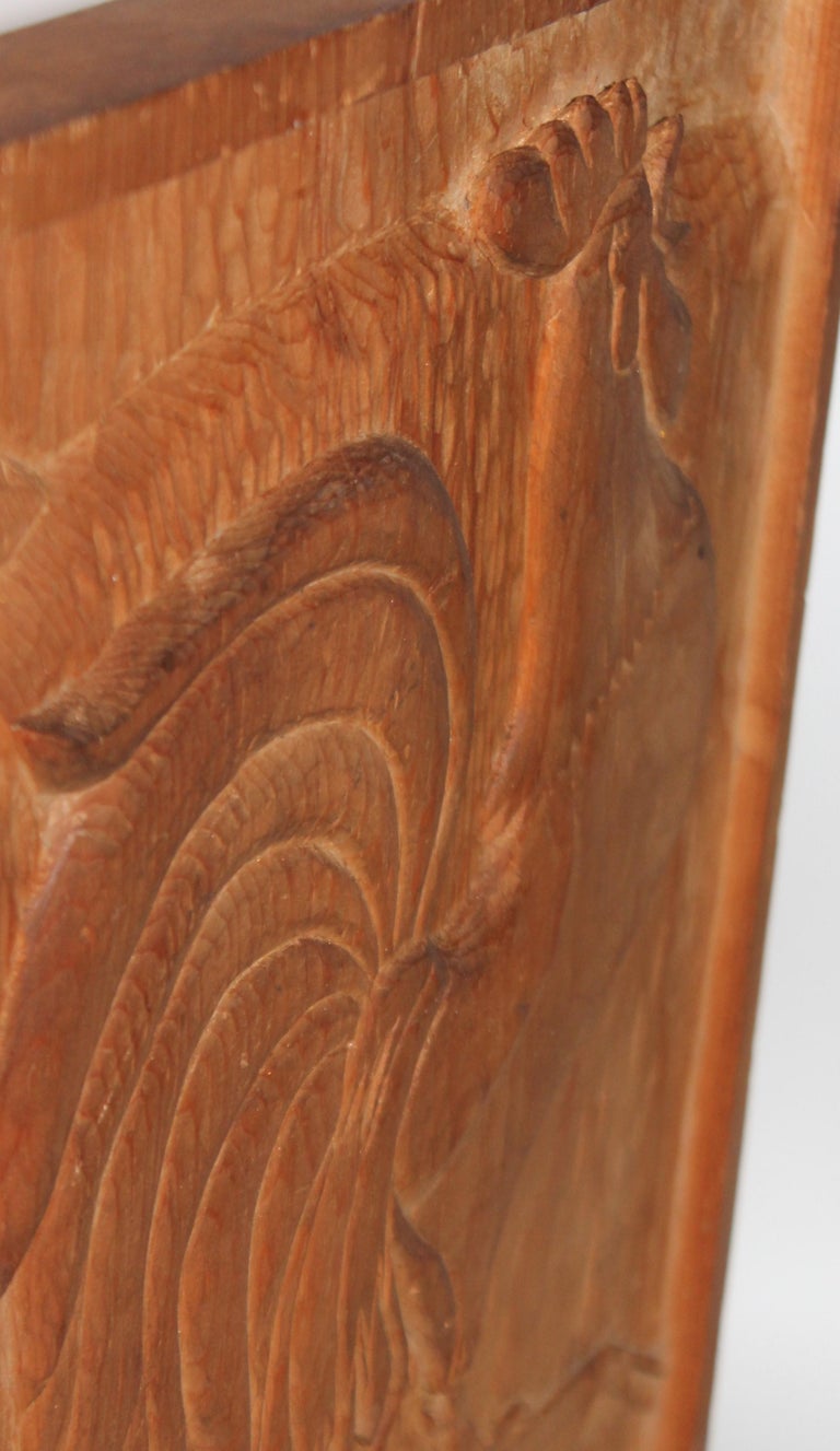 Hand Carved Rooster Plaque For Sale at 1stDibs