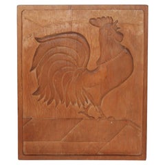 Antique Hand Carved Rooster Plaque