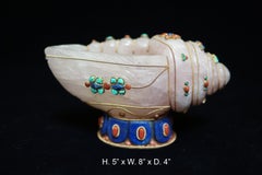 Concha Tallada a Mano de Cuarzo Rosa y Multi Piedras Preciosas