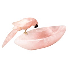 Hand-Carved Rose Quartz Crystal Parrots