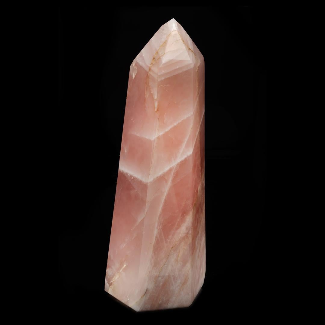 Hand-Carved Rose Quartz Tower From Brazil // 41 Lb. In New Condition For Sale In New York, NY