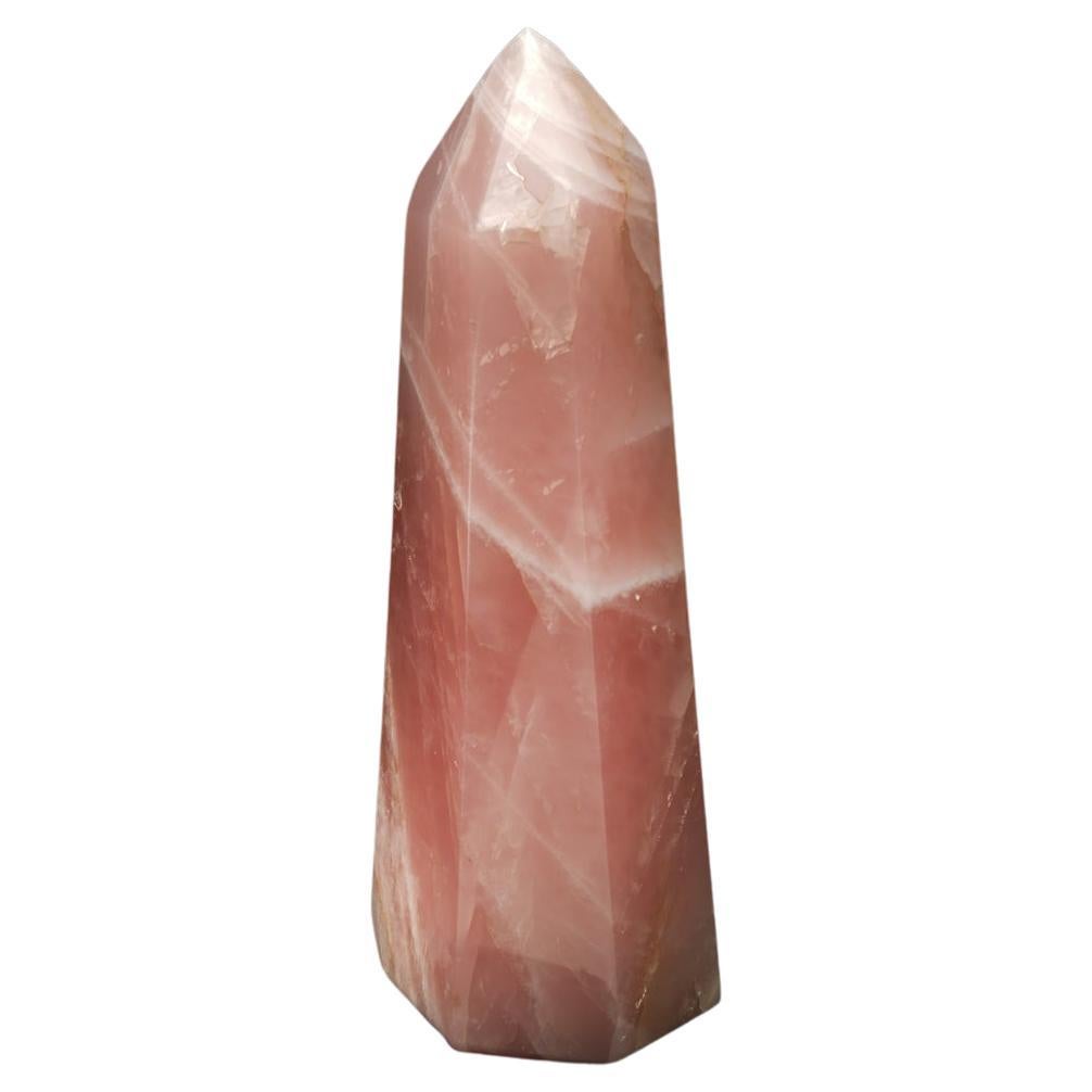 Hand-Carved Rose Quartz Tower From Brazil // 41 Lb. For Sale