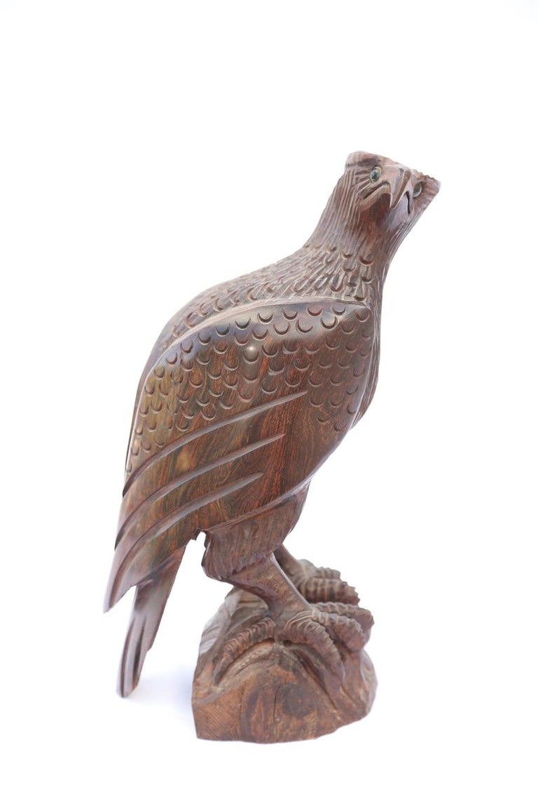 Hand Carved Rosewood Eagle Sculpture For Sale at 1stDibs