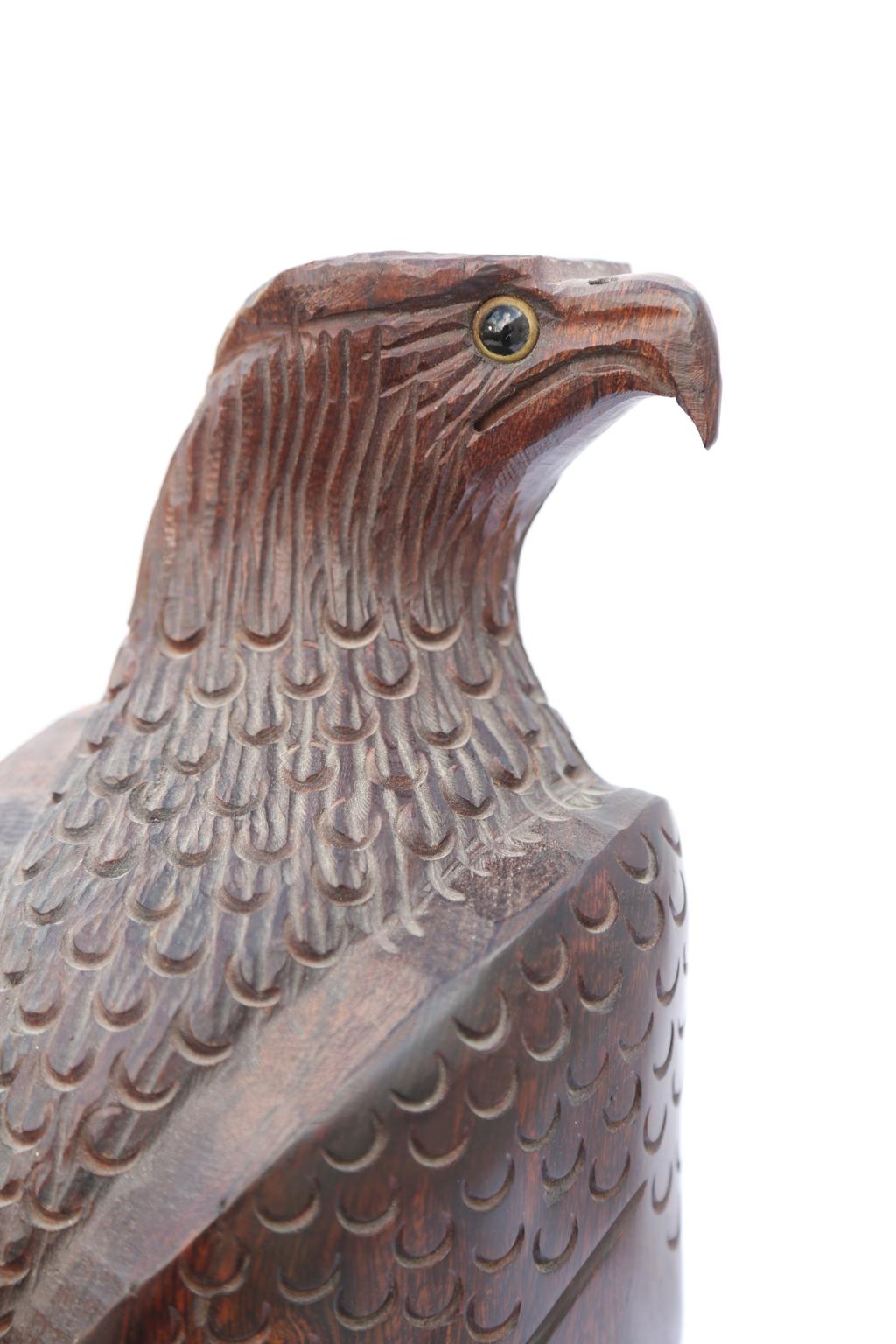 Hand-Carved Hand Carved Rosewood Eagle Sculpture For Sale