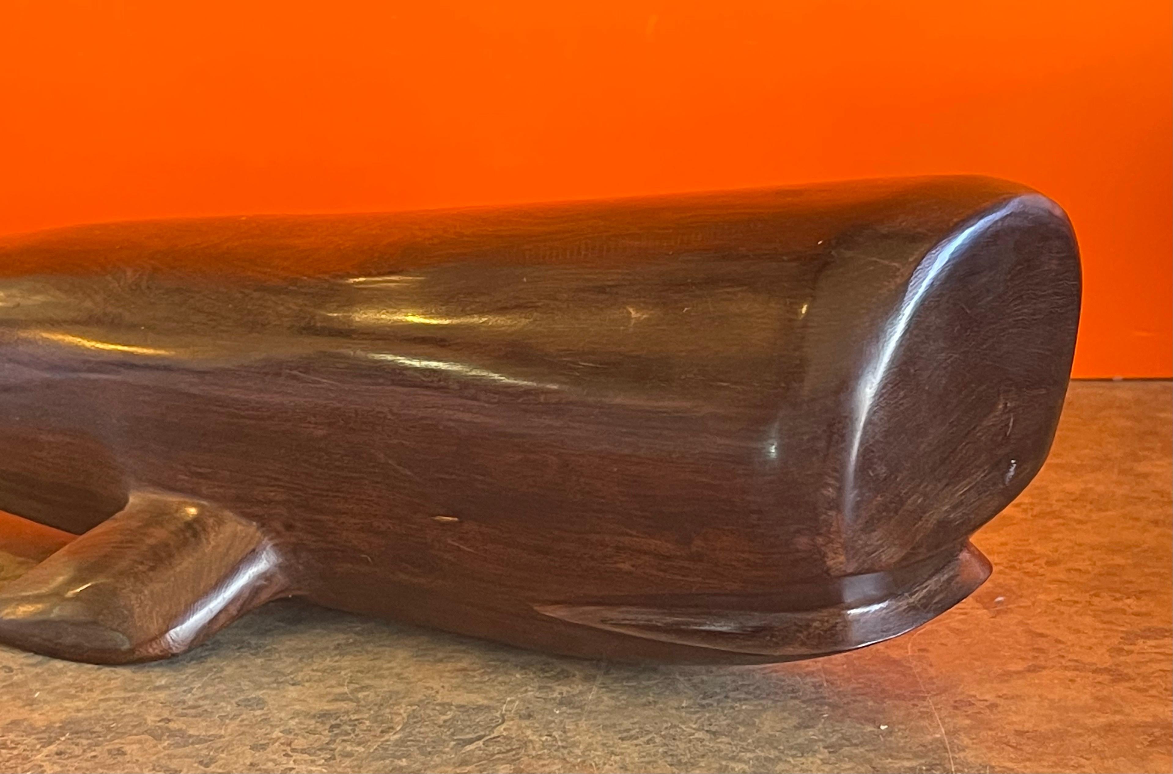 Mid-Century Modern Hand Carved Rosewood Sperm Whale Sculpture