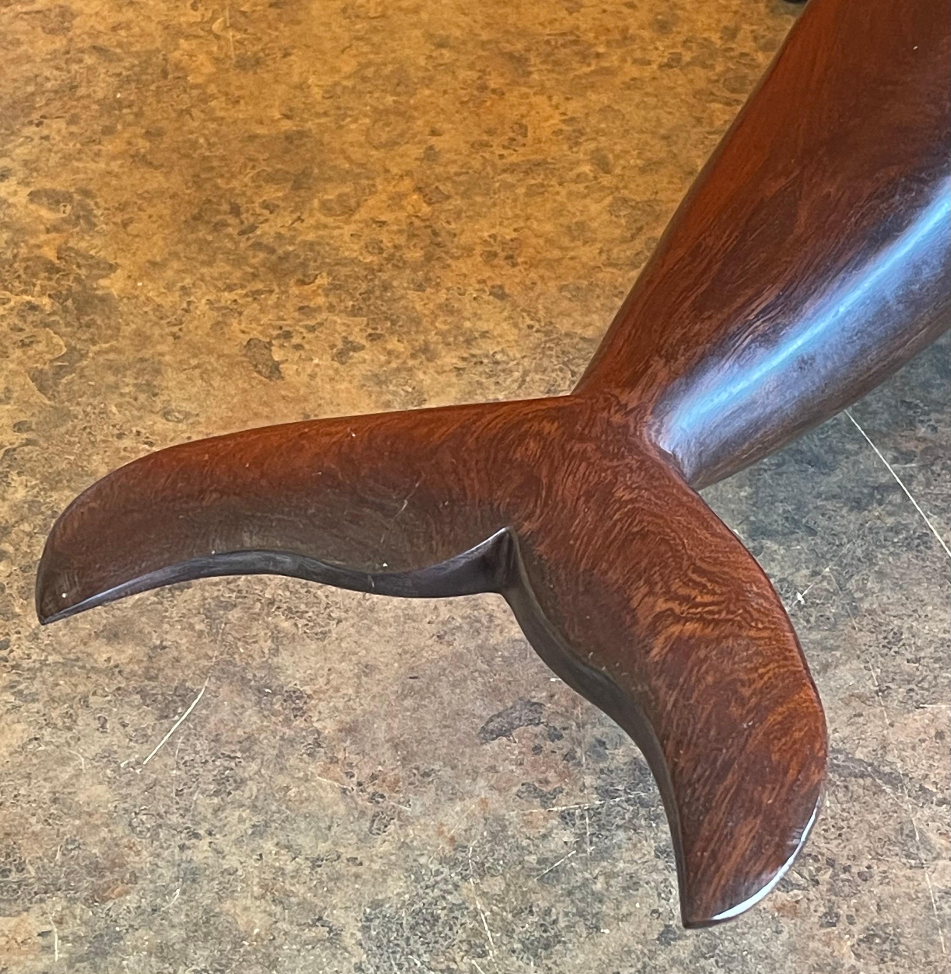 American Hand Carved Rosewood Sperm Whale Sculpture