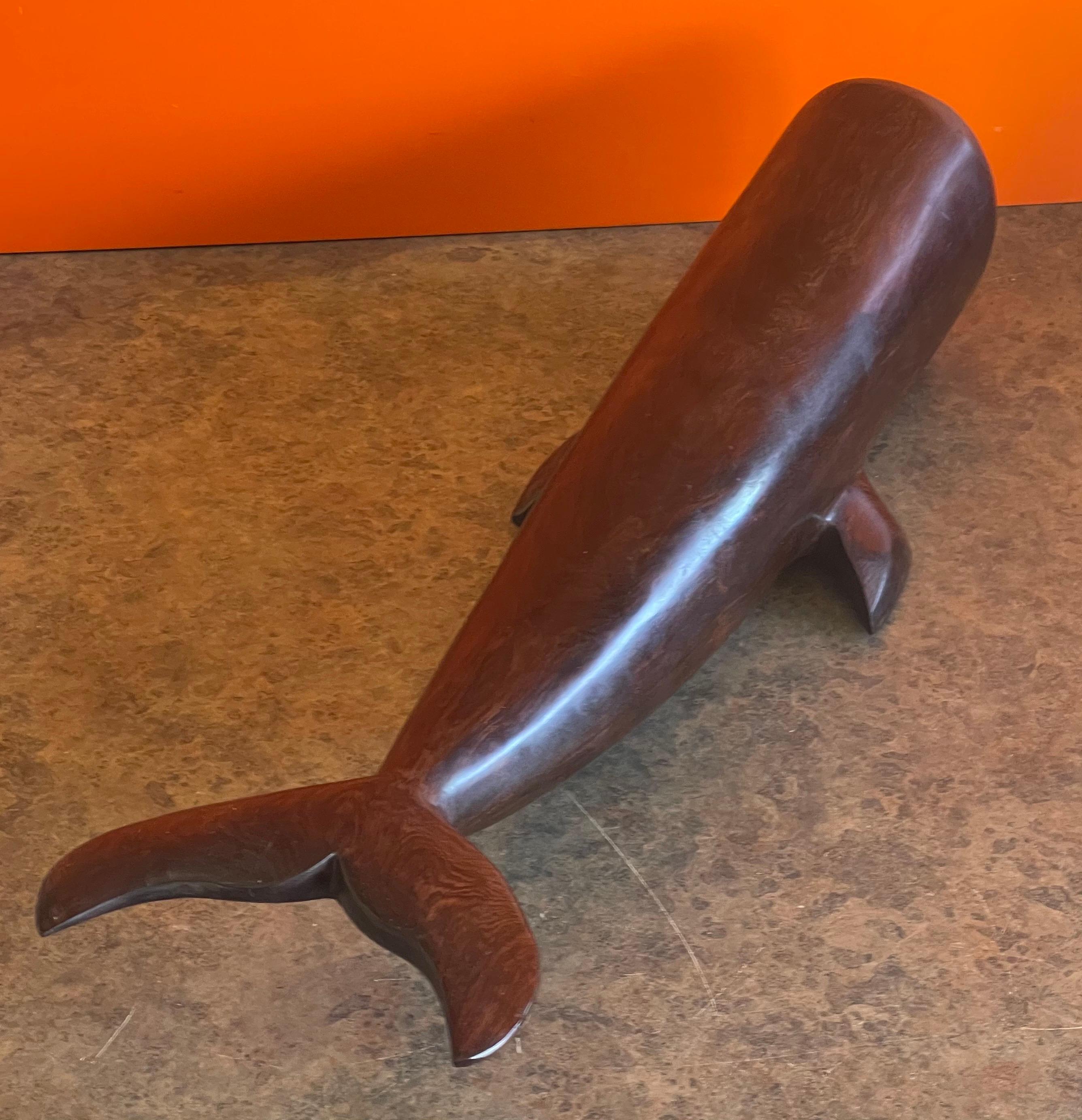 Hand-Carved Hand Carved Rosewood Sperm Whale Sculpture