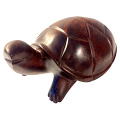Hand Carved Rosewood Turtle Door Stop paperweight or Decorative piece