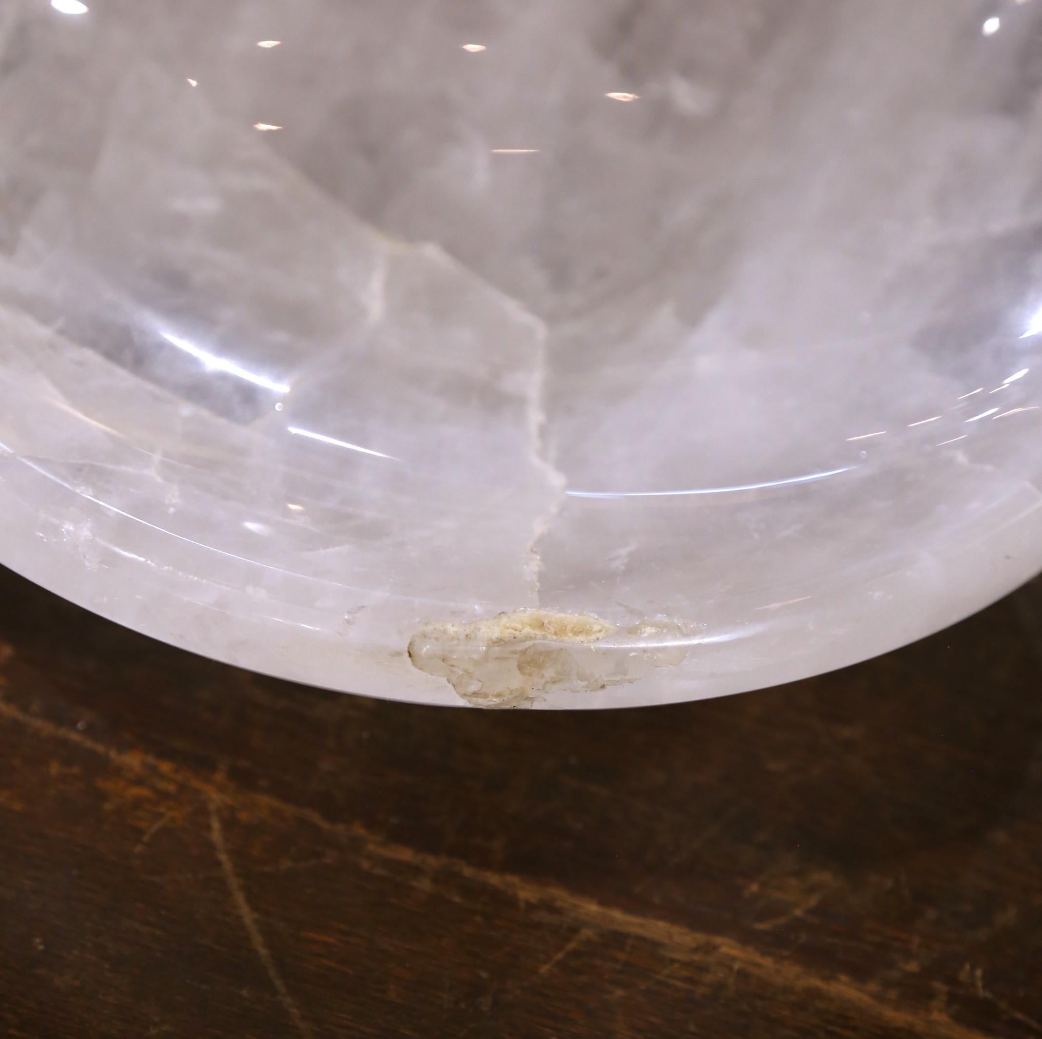 Bol décoratif en cristal de roche rond et quartz sculpté à la main Vide-Poche Excellent état - En vente à Dallas, TX