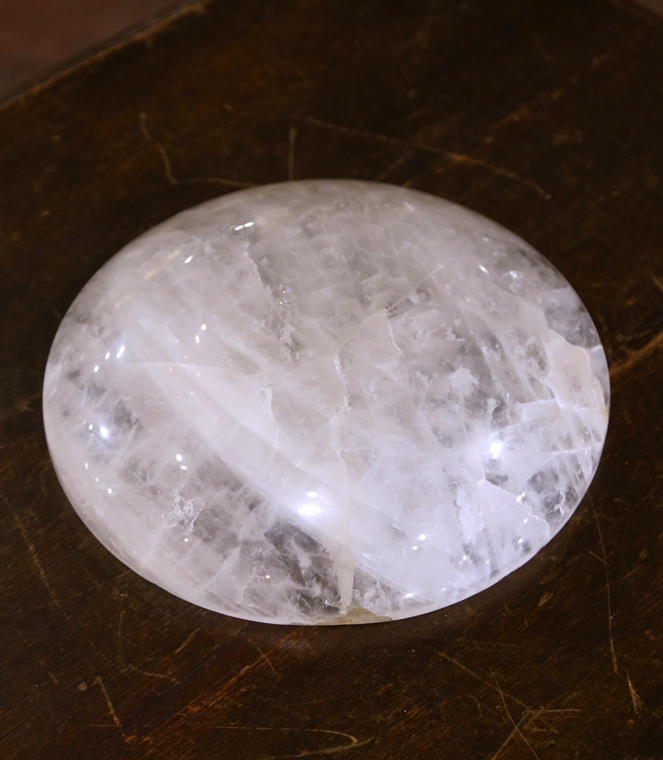 XXIe siècle et contemporain Bol décoratif en cristal de roche rond et quartz sculpté à la main Vide-Poche en vente