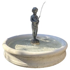 Handgeschnitztes rundes weißes Marmorbecken Antiker Springbrunnen