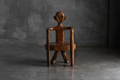 Hand-Carved Rural Figure Chair, France, 20th Century