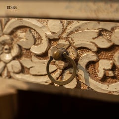 Hand-Carved Rustic Distressed Wood Side Table by House of Jaipur