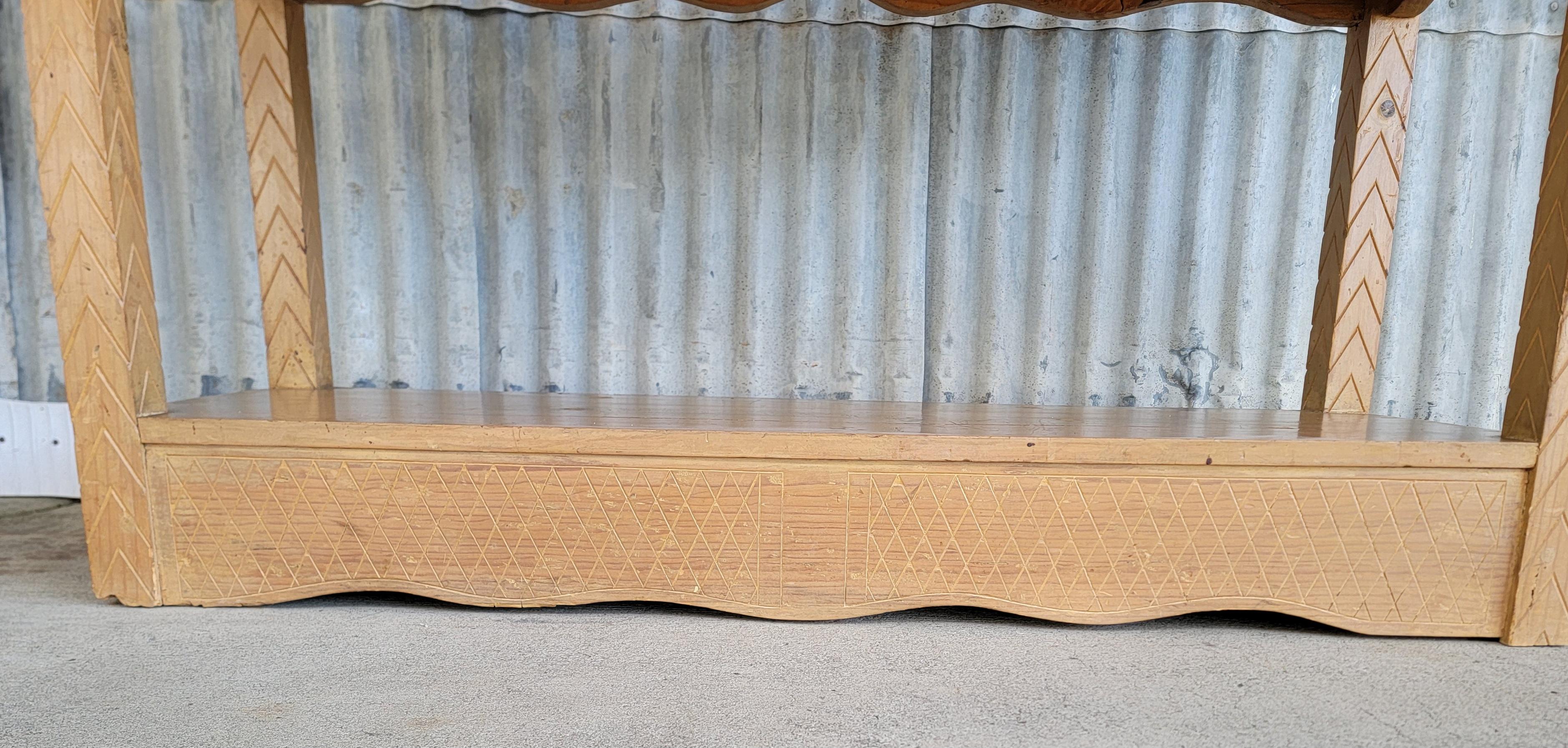 Hand Carved Rustic Rancho Console Table 1940's For Sale 6